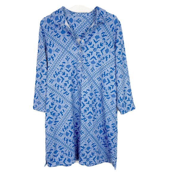 Vineyard Vines Printed Sankaty Margo Dress Mini Blue Size Large L EUC - Picture 1 of 10